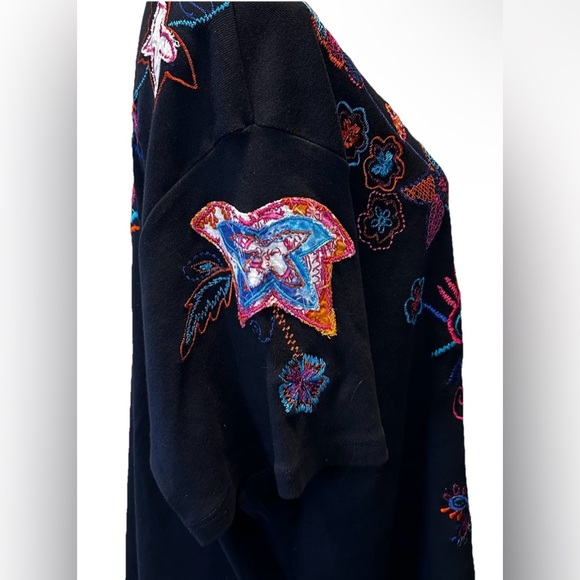 Laura Ashley Boho Black Blouse with Colorful Embroidery Size 2X - Picture 4 of 5
